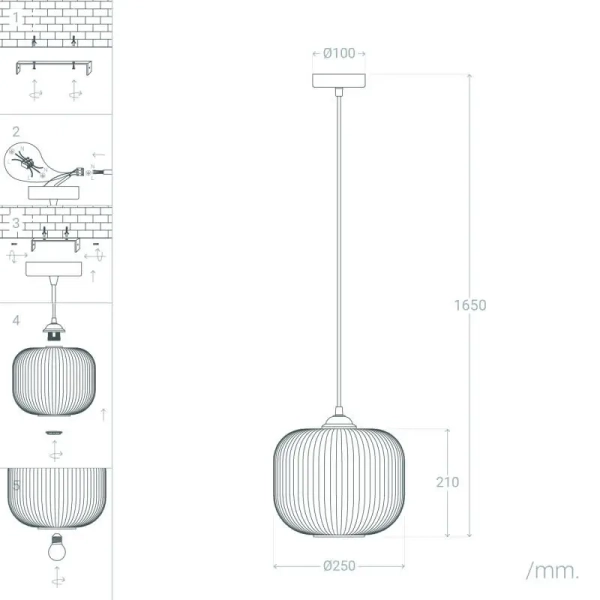 Szklana lampa wisząca Mandi ABR-LWK-MAD kopuła niebieska