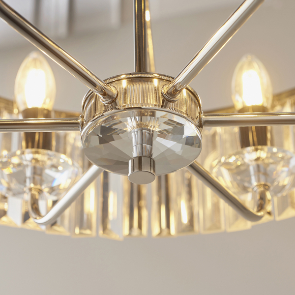Żyrandol glamour L&-190263 Light& szklane kryształki nikiel
