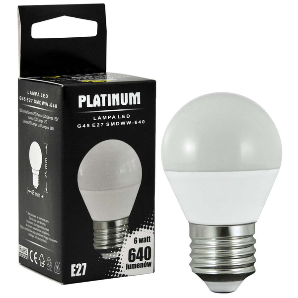 Żarówka 305671 Polux E27 AG45 LED 7W 640lm  230V kulka biała ciepła