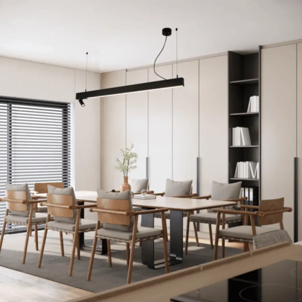 Wisząca lampa z reflektorem 23254 LED 7W + 32W 3000K belka czarny