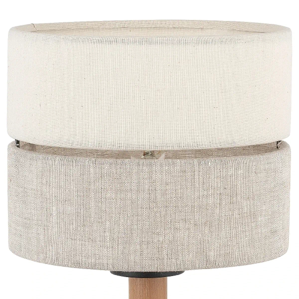 Stołowa nocna lampka Eco 5596 lniany abażur sosna beżowy czarny