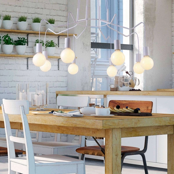 Lampa wisząca BASSO 38-71040 metalowa zwis industrialny pająk biały