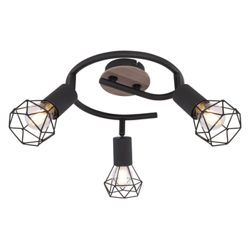 Przysufitowa lampa kierunkowa Xara 54802S-3H czarna drewno