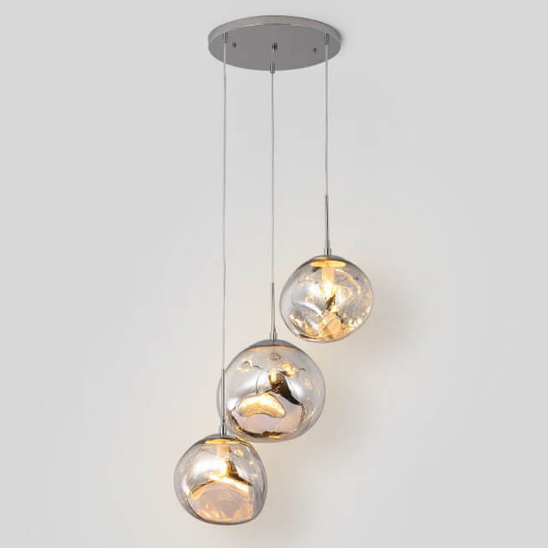 Kaskadowa lampa wisząca Sfero ABR-Z3S-E28 Abruzzo bańki srebrna
