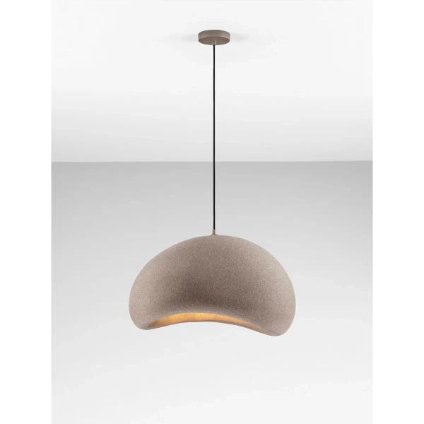Zwisowa lampa japandi PALINZA LE45324 z żywicy kopuła brązowa