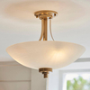 Sufitowa lampa półokrągła Welles 112438 szklana metalowa biała mosiądz