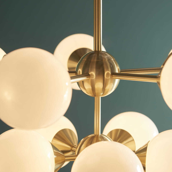 Zwisająca lampa do salonu Oscar 76500 Endon molekuły złota biała