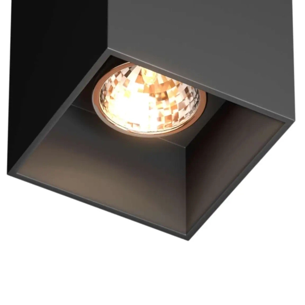 Downlight LAMPA sufitowa SQUARE 50475-BK Zumaline metalowa kostka czarna OUTLET