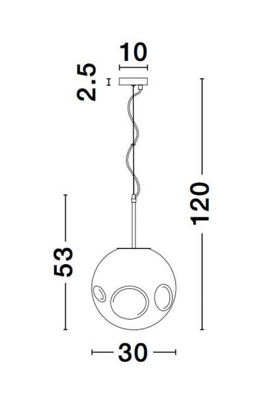 LAMPA wisząca CARORA LE41955 Luces Exclusivas szklana OPRAWA zwis kula ball przydymiona