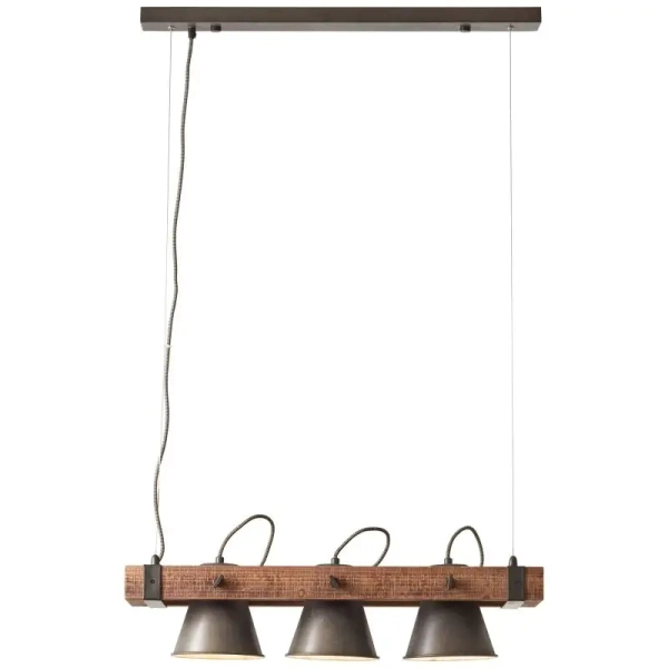 Potrójna lampa wisząca Plow 82173/46 loftowa drewniana czarna