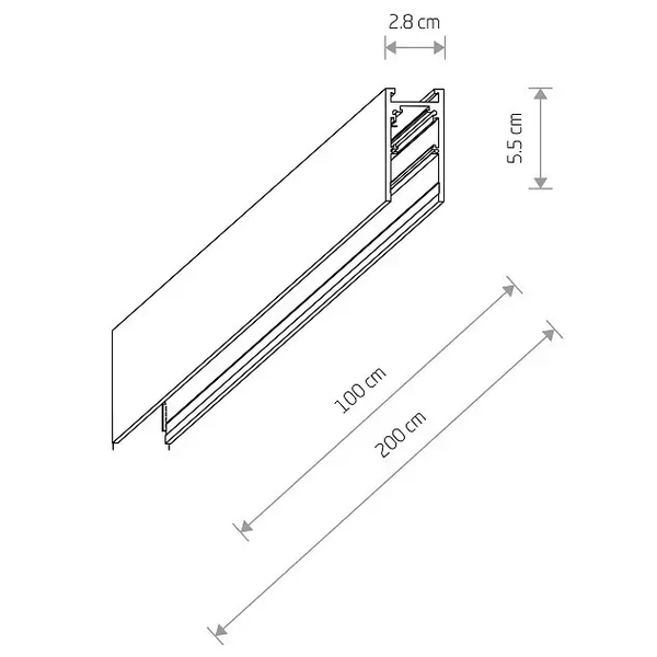 Magnetyczna szyna do systemu Lvm 10163 2m nasufitowa czarna