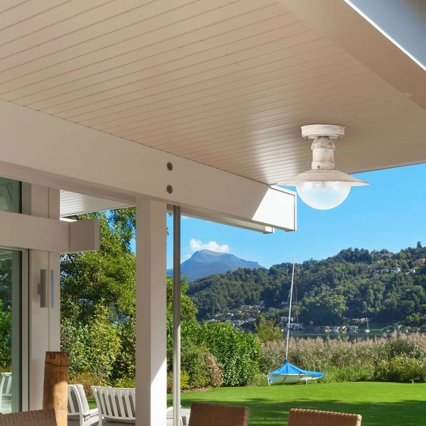Zewnętrzna LAMPA sufitowa OSLO 8739 Rabalux rustykalna OPRAWA do ogrodu outdoor IP44 antyczny biały