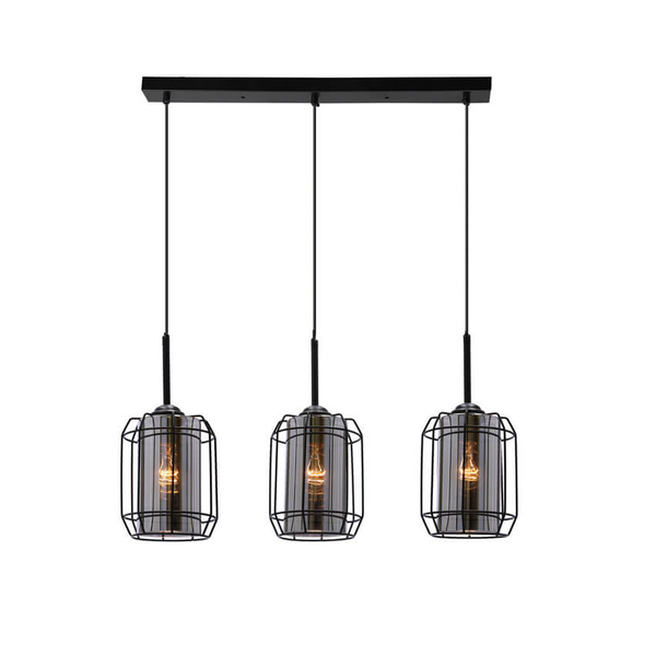 Wisząca lampa druciana Jonera industrial czarna przydymiona