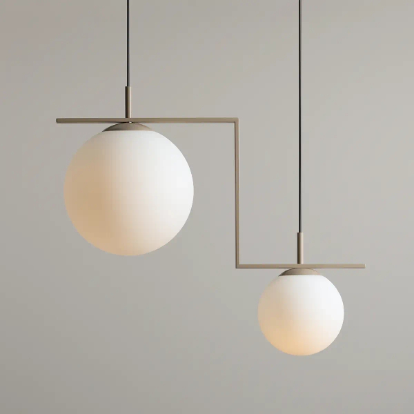 Kulista lampa wisząca ZAC 1038H17_2 do jadalni szklana biała beżowa