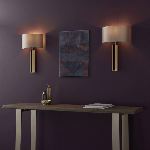 Ścienna lampa hampton L&-195452 Light& z abażurem ecru mosiądz