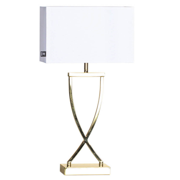 Stojąca lampa sypialniana Omega na szafkę nocną biała złota