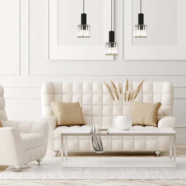 Wisząca lampa Cristal MLP8361 szklane klosze czarne złote