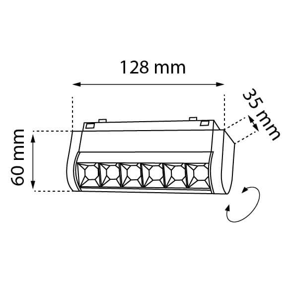 Lampa do szyn magnetycznych Komatsu 6058 LED 6W 4000K diody obrotowa czarny