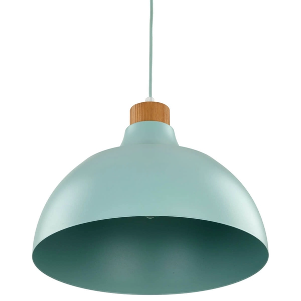 Lampa zwisowa do przedpokoju Cap 5901 kopuła metalowa drewniany miętowy