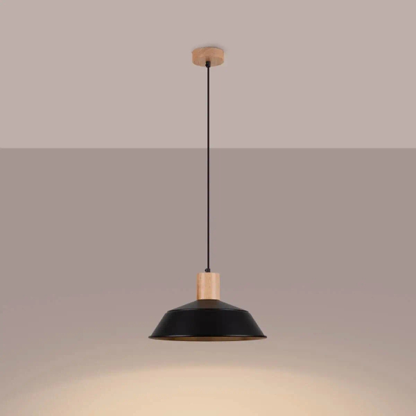 Wisząca lampa nad stół Fano SL.1322 Sollux drewniana czarna