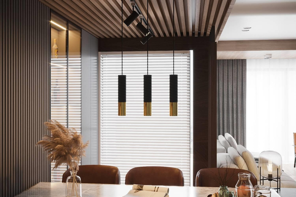 Loftowa LAMPA wisząca SL.0952 modernistyczny ZWIS tuba czarna złota OUTLET