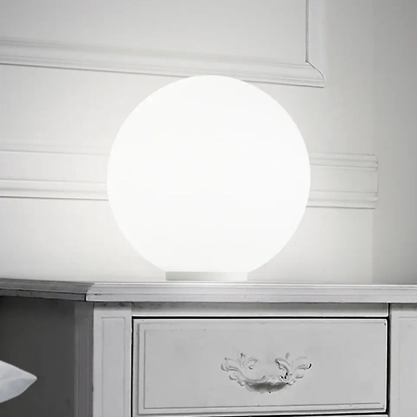 Lampka stolikowa szklana Mapa biała kulista 1xE27 42W nocna sypialniana 9155