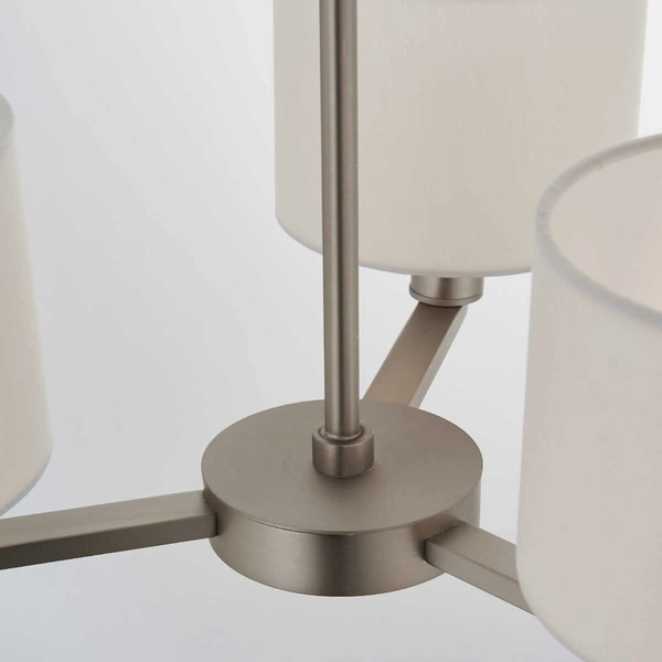 Lampa wisząca abażurowa Daley 60256 Endon nikiel biała srebrna