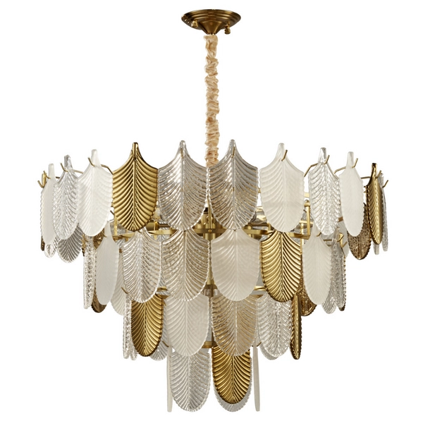 Lampa wisząca Secret D824P-800 Step do salonu listki białe złote