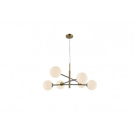 Modernistyczna lampa wisząca Oviedo szklane kule złota biała