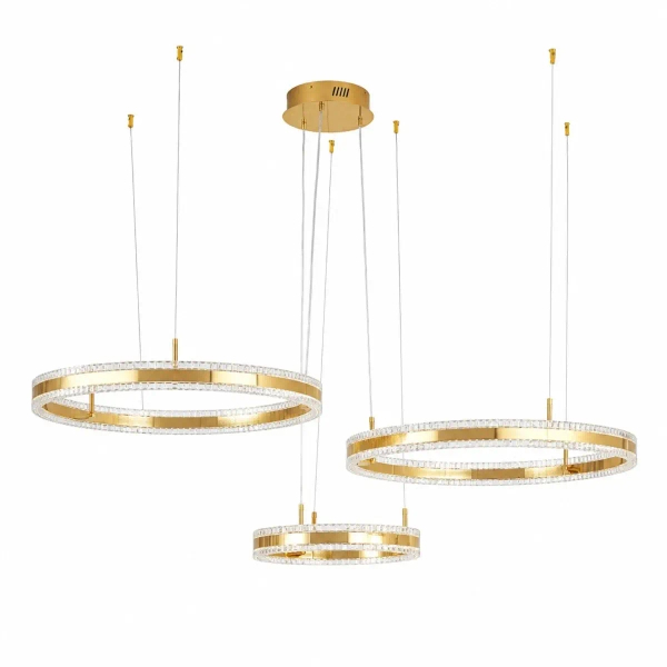 Lampa wisząca ARKADIA ST-6376-40+60+80 złota LED 95W 3000K ringi