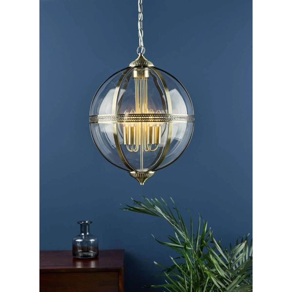 Salonowa lampa wisząca Vanessa VAN0575 Dar Lighting przezroczysta mosiądz