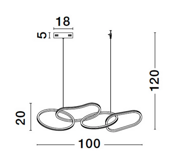 Designerska lampa wisząca CELAYA LE42760 rings LED 50W 3000K złota