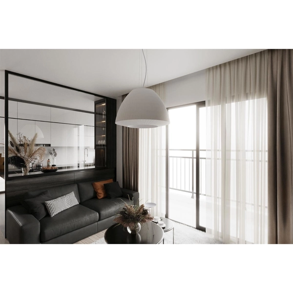 Abażurowa lampa wisząca SL.0733 biała plisowana do gabinetu