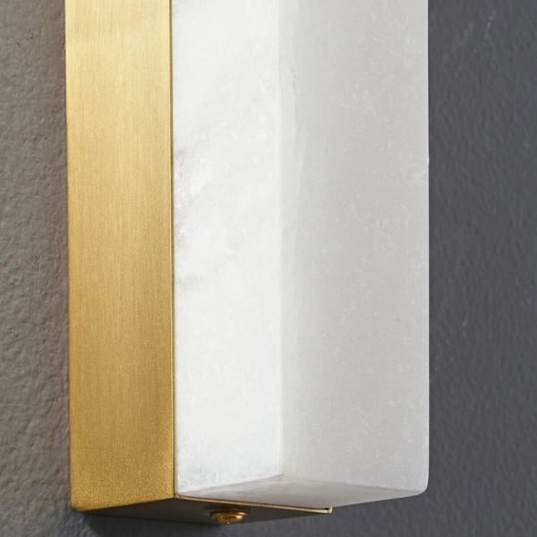 Prostokątna lampa ścienna BLOCK ST-3390 Step LED mosiądz marmur biały