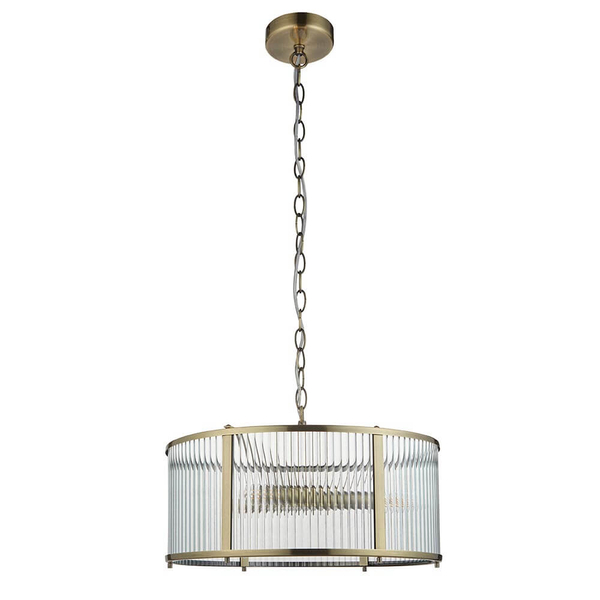 Wisząca lampa na łańcuchu Ridgeton 106282 szklana mosiądz