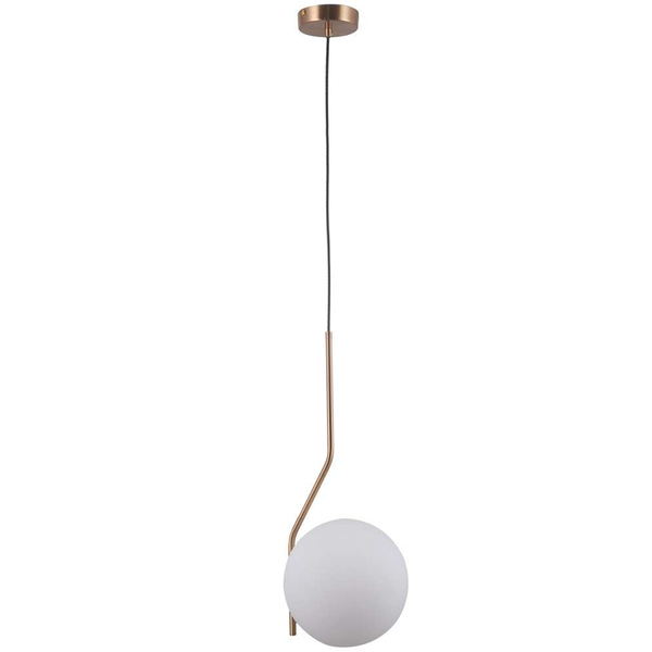 Wisząca LAMPA loftowa CARIMI PND-3300-1-HBR metalowa OPRAWA kula ZWIS szklany mosiądz biały
