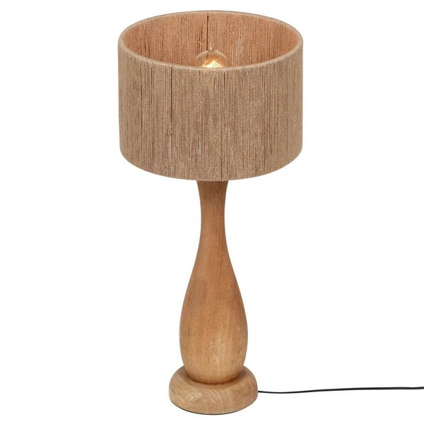 Drewniana lampka nocna TOBA 567200130 do sypialni japandi brązowa