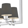 Wisząca lampa 8-punktowa London p08038ch-bk Cosmolight metal tkanina srebrna czarna