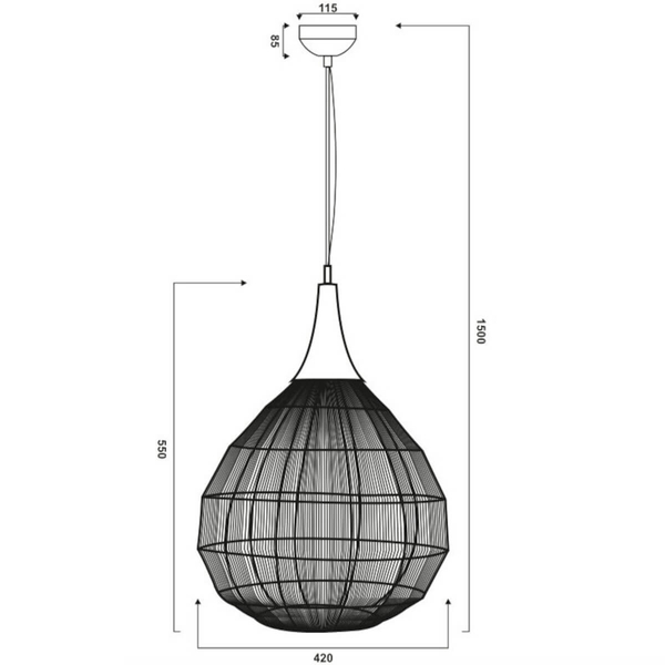 Pojedyncza lampa wisząca SORAYA 365440104 Trio łezka druciak czarny złoty