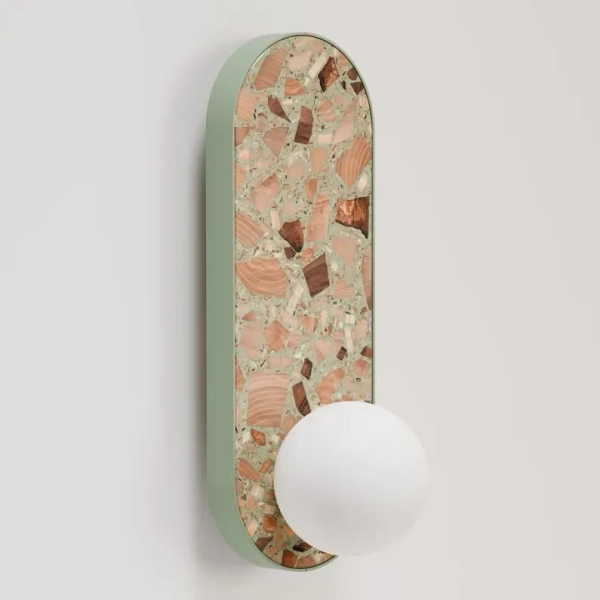 Kulista lampa ścienna LEGRA 21406113 lastrykowa IP44 szałwiowa biała