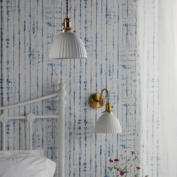 Ceramiczna lampa na ścianę Hadano HAD0740-09 mosiądz biały