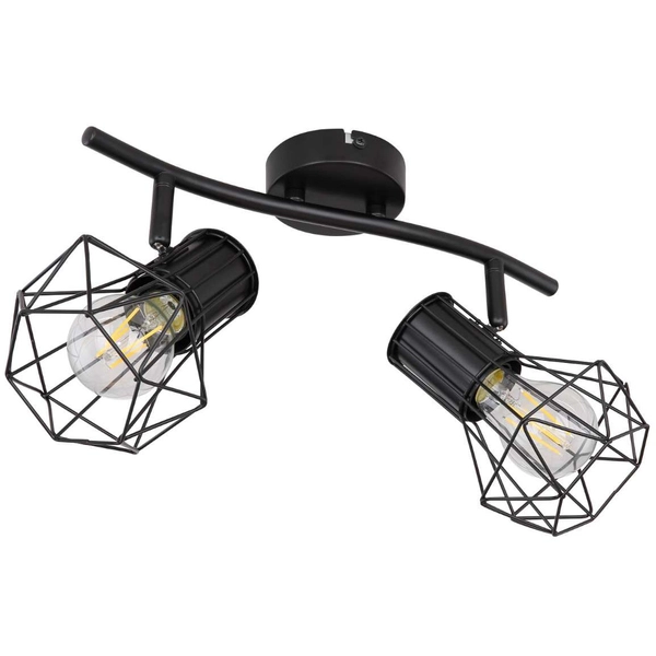 Industrialna LAMPA sufitowa PRISKA 54017-2 Globo metalowa OPRAWA plafon druciane klatki regulowane czarne