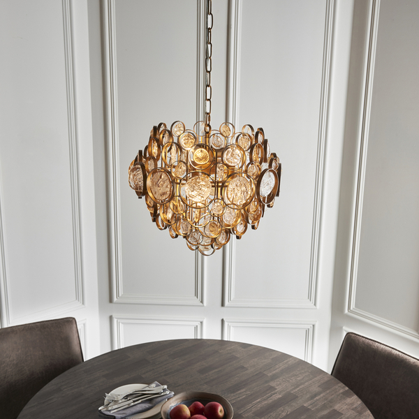 Lampa wisząca L&-191989 Light& monety szklane bursztynowe złota