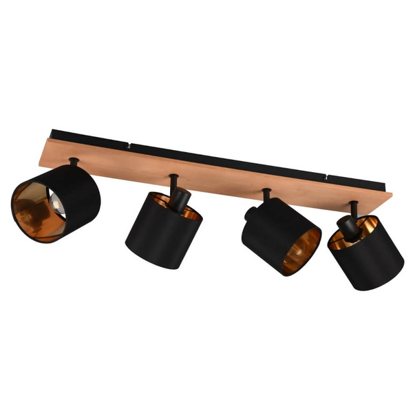Lampa materiałowa na sufit Tommy R81334030 drewniany czarny złoty