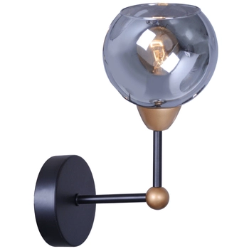 Kinkiet LAMPA ścienna ASSARIA 316424 Polux loftowa OPRAWA szklana kula czarna złota