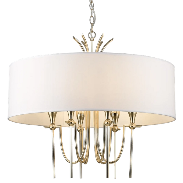 Okrągły żyrandol pokojowy Las Vegas nad stół biały złoty