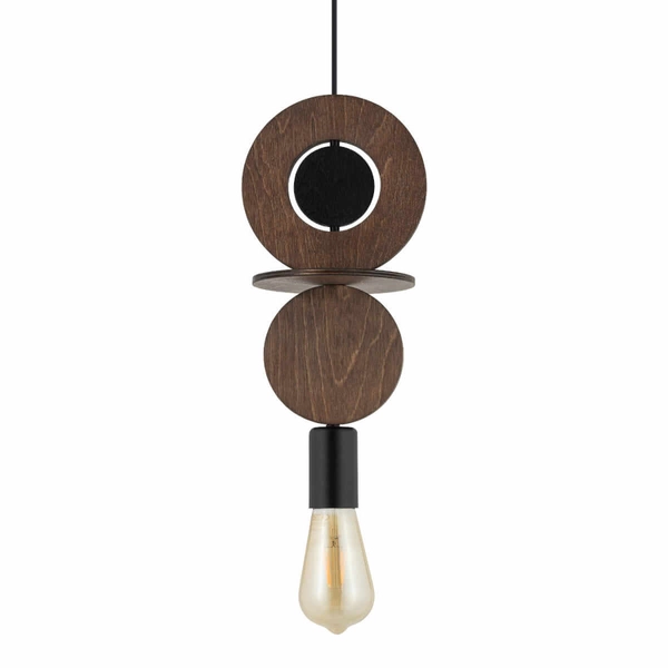 Zwisająca lampa nad stół Drops 11175 okręgi drewniana czarna