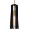 Wisząca lampa tuba QN-LINARA-P-BK metalowa czarna mosiądz