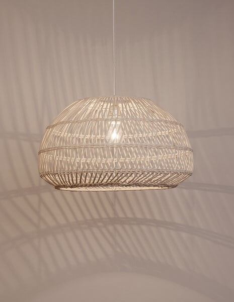 Wisząca lampa salonowa Oviedo nad stolik pleciona biała