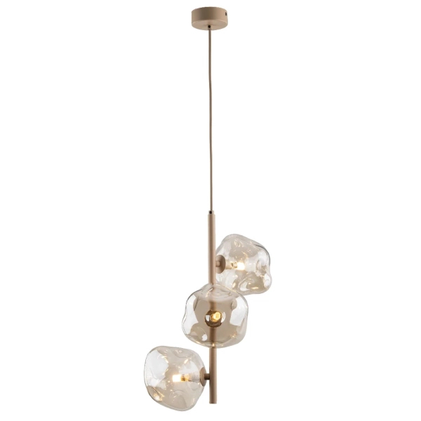 Glamour zwisająca lampa Lava Sabia 11107 szklane kule bursztynowy